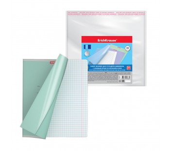 Обложка пластиковая Glossy Clear для тетрадей и дневников, с клеевым краем и клапоном в край,212х395мм, 80мкм, 10шт