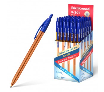 Ручка шариковая автоматическая ErichKrause. R-301 Amber Matic 0.7, синий