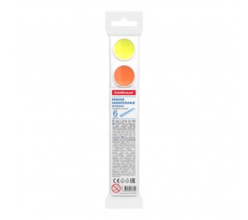 Краски акварельные ErichKrause Basic light pack Neon. 6 цветов. Прозрачная упаковка с подвесом