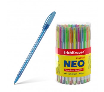 Ручка шариковая ErichKrause. Neo Cocktail, синий. 60 шт