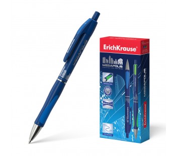 Ручка шариковая автоматическая ErichKrause. MEGAPOLIS  Concept 0, 7, синяя. 12 шт