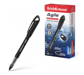Ручка-роллер ErichKrause. Agile, черный. 12 шт