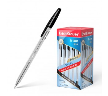 Ручка шариковая ErichKrause. R-301 Classic Stick 1.0, черная. 50 шт