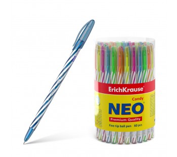 Ручка шариковая ErichKrause. Neo Candy, синий . 60 шт