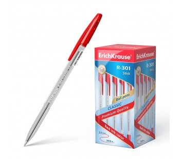 Ручка шариковая ErichKrause. R-301 Classic Stick 1.0, красная. 50 шт
