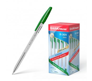 Ручка шариковая ErichKrause. R-301 Classic Stick 1.0, зеленая . 50 шт