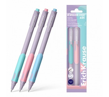 Набор из 2 шариковых ручек ErichKrause ErgoLine® Kids Stick&Grip Pastel 0.5, Super Glide Technology, цвет синий