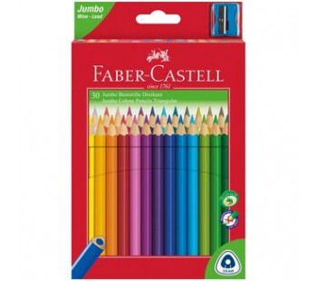 Карандаши цветные Faber-Castell "Jumbo" 30 цветов, трехгранные с точилкой.