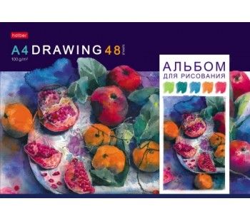 АЛЬБОМ для рисования 48л А4ф на скобе Акварельная палитра