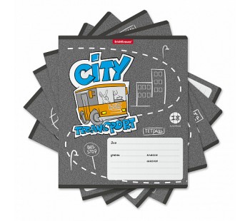 Тетрадь ШУ ErichKrause® City Transport, 18 листов, клетка (блок 10 шт.) MIX-PACK