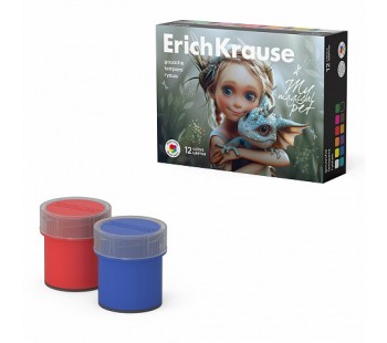 Гуашь ErichKrause Magic Pet 12 цветов (в коробке 12 шт)
