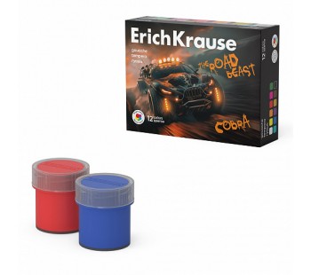 Гуашь ErichKrause Road Beast 12 цветов (в коробке 12 шт)