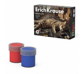 Гуашь ErichKrause Big City Cats 12 цветов (в коробке 12 шт)