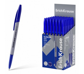 Ручка шариковая ErichKrause Slender Stick Grey 0.7, Super Glide Tech, синяя (кор.50шт)