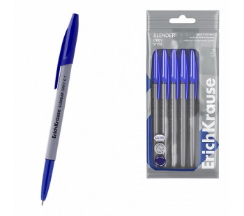 Набор 8 ручек шариковых ErichKrause Slender Stick Grey 0.7, Super Glide Tech,синие