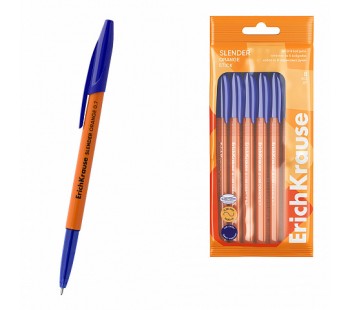 Набор 8 ручек шариковых ErichKrause Slender Stick Orange 0.7, Super Glide Tech,синие