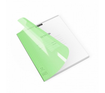 Тетрадь ШУ с пластиковой обложкой. Классика зеленая, 12л А5+, CoverPrо Neon, клетка (блок 10шт.)