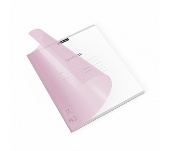 Тетрадь ШУ с пластиковой обложкой. Классика розовая, 12л А5+, CoverPrо Pastel, клетка (блок 10шт.)
