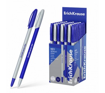 Ручка шариковая ErichKrause Neo® Stick Metallic 0.7 Super Glide Tech синяя (кор.50шт)