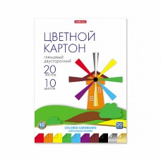Цветной картон глянцевый двусторонний в папке ErichKrause, А4, 20 листов, 10 цветов 1 штука