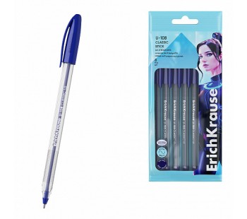 Набор 8 ручек шариковых ErichKrause U-108 Stick Classic 1.0, Ultra Glide Technology синий