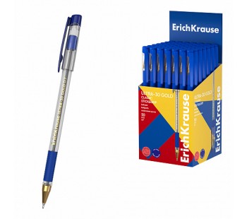 Ручка шариковая ErichKrause ULTRA-30 Gold Stick&Grip Classic 0.7 Super Glide Technology синяя (в коробке по 50 шт.)