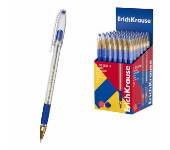 Ручка шариковая ErichKrause L-30 Gold Stick&Grip Classic0.5,SuperGlideTech синяя (в коробке по 50 шт.)