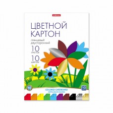 Цветной картон глянцевый двусторонний в папке ErichKrause, А4, 10 листов, 10 цветов. 1 штука