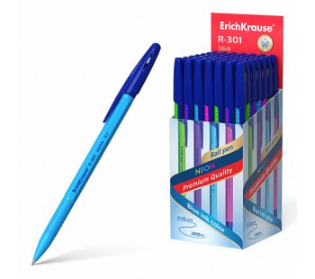 Ручка шариковая ErichKrause® R-301 Neon Stick 0.7, синяя