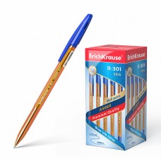 Ручка шариковая ErichKrause. R-301 Amber Stick 0.7, синяя (коробка 50шт)