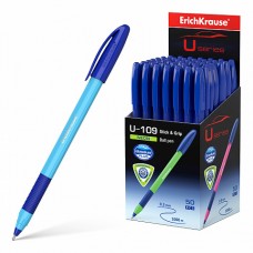 Ручка шариковая ErichKrause U-109 Neon Stick&Grip 1.0 Ultra Glide Technology,синяя(кор.50шт)