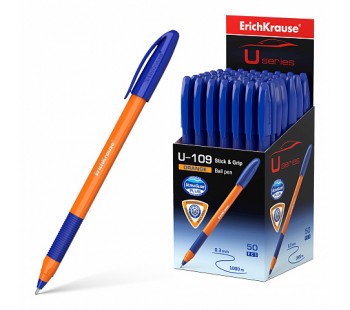 Ручка шариковая ErichKrause U-109 Orange Stick&Grip 1.0 Ultra Glide Technology,синяя