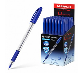 Ручка шариковая автоматическая ErichKrause R-301 Neon Matic&Grip 0.7, синяя