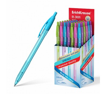Ручка шариковая автоматическая ErichKrause® R-301 Spring Matic 0.7, синяя