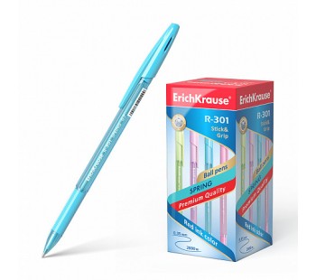 Ручка шариковая ErichKrause® R-301 Spring Stick&Grip 0.7, синяя