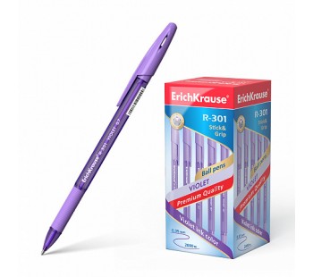 Ручка шариковая ErichKrause R-301 Violet Stick&Grip 0.7, фиолетовая