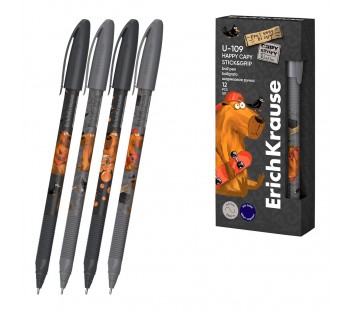 Ручка шариковая ErichKrause U-109 Stick&Grip Happy Capy 1.0, Ultra Glide Technology, цвет чернил синий
