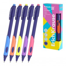 Ручка шариковая ErichKrause ErgoLine® Kids для левшей Stick&Grip Neon 0.5, Super Glide Technology, цвет чернил синий (в коробке по 10 шт.)
