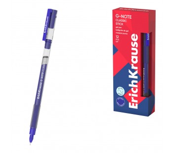 Ручка гелевая ErichKrause G-Note Stick Classic 0.5, цвет чернил синий (в коробке по 12 шт.)