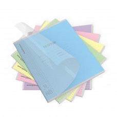 Тетрадь школьная ученическая с пластиковой обложкой на скобе ErichKrause Классика CoverPrо glossy, А5+, 12 л, косая линия, ассорти (блок 10 шт)