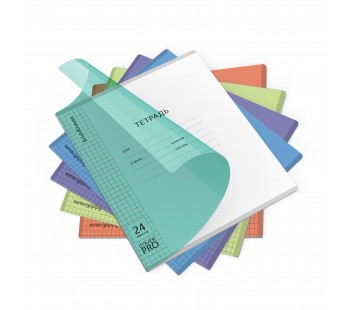 Тетрадь школьная ученическая с пластиковой обложкой на скобе ErichKrause Классика CoverPro matt, Pulse, А5+, 24 листов, клетка, ассорти (блок 10 шт)