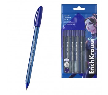 Набор из 8 ручек шариковых ErichKrause U-108 Stick Original 1.0, Ultra Glide Technology, цвет чернил синий (в пакете)
