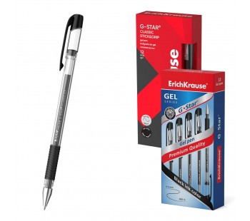 Ручка гелевая ErichKrause G-Star® Stick&Grip Classic 0.5, цвет чернил черный (в коробке по 12 шт.) Ручка гелевая ErichKrause G-Star® Stick&Grip Classic 0.5, цвет чернил черный (в коробке по 12 шт.)
