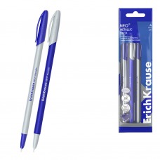 Набор из 4 ручек шариковых ErichKrause Neo® Stick Metallic 0.7, Super Glide Technology, цвет чернил синий (в пакете)