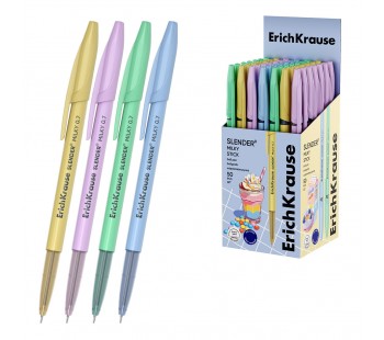 Ручка шариковая ErichKrause Slender® Сливки 0.7, технология суперскольжения, цвет чернил синий (в коробке по 50 шт.)