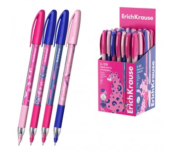 Ручка шариковая ErichKrause U-109 с резиновым хватом Розовая пантера 1.0, технология ультраскольжения, чернила синие (в коробке по 50 шт.)