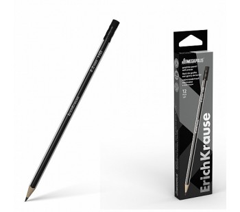 Чернографитный трехгранный карандаш с ластиком ErichKrause MEGAPOLIS HB (кор.12шт)