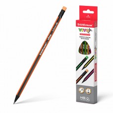 Чернографитный трехгранный карандаш с ластиком  ErichKrause® VIVO® HB (кор. 12шт.)