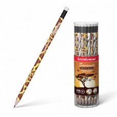 Чернографитный круглый карандаш с ластиком  ErichKrause® Savanna HB (тубус 42 шт.)