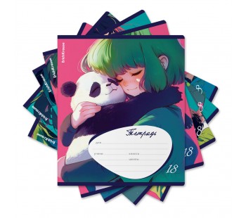 Тетрадь ШУ ErichKrause Panda Hugs 18 листов клетка (блок 10 шт.)